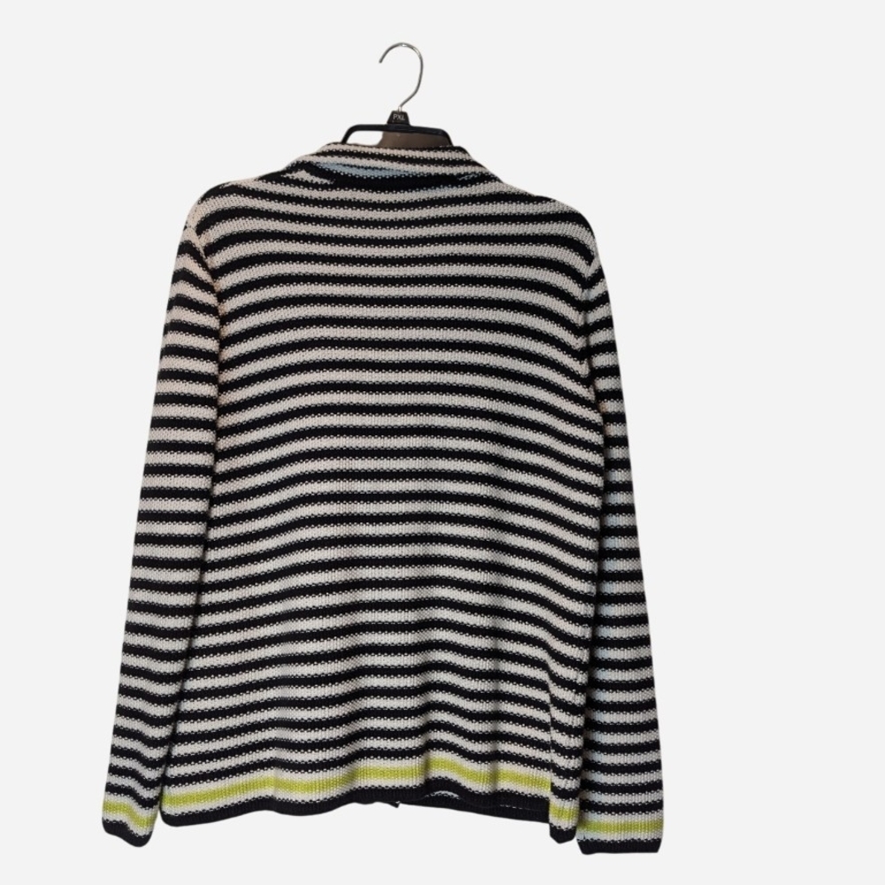 Pre-owned Renuar Black and White Striped Sweater with Yellow Accents - Picture 2 of 8